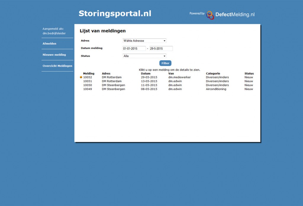 Defectmelding.nl | Overzicht meldingen